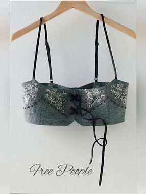 Free People Blue Jeans Embellished Harness Size L NWT